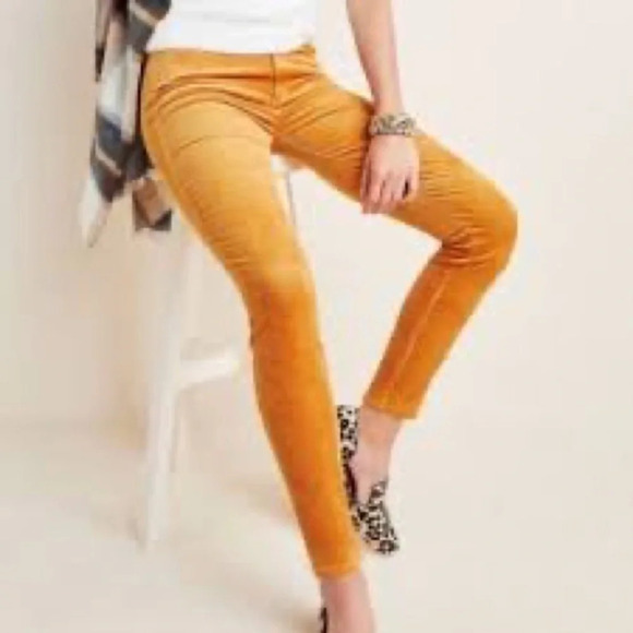 Paige Hoxton Ankle Skinny Corduroy Pants in Marigold - Size 29 - Picture 2 of 9